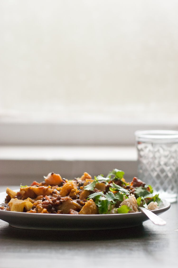 Indian-spiced tomato and lentil stew Indian-spiced tomato and lentil stew