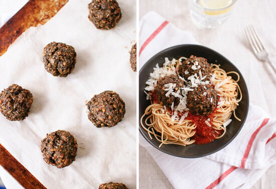 Lentil mushroom meatball recipe from cookieandkate.com Lentil mushroom meatball recipe