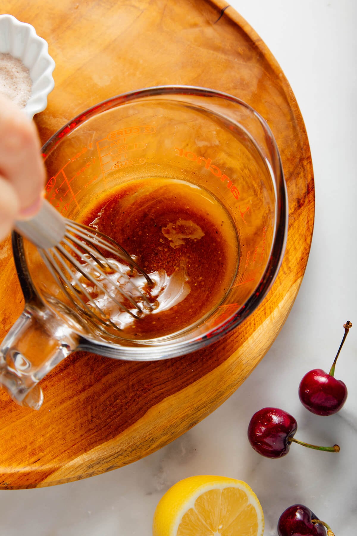 whisking balsamic dressing