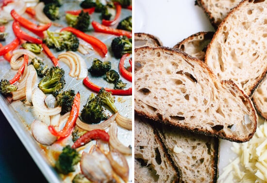 roasted vegetables and bread