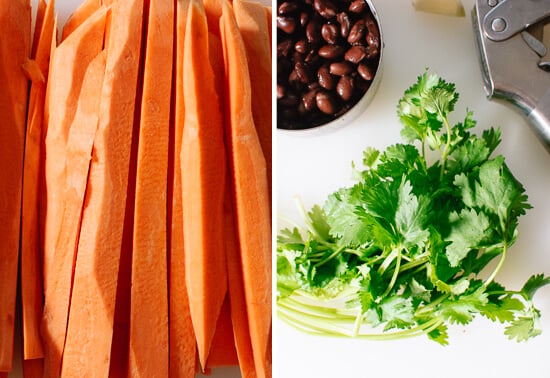 sweet potato, cilantro and black beans