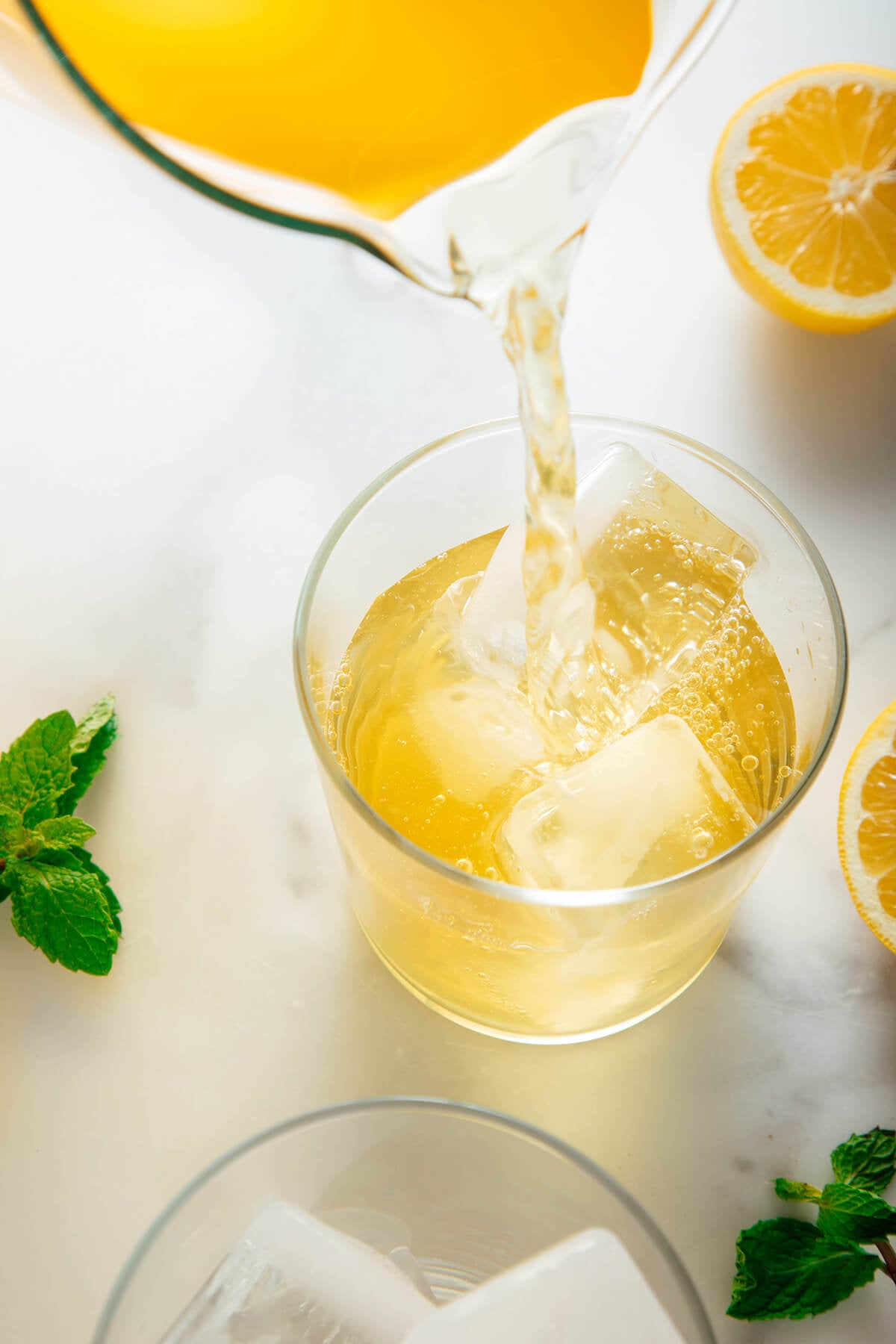 pouring cold brew iced tea