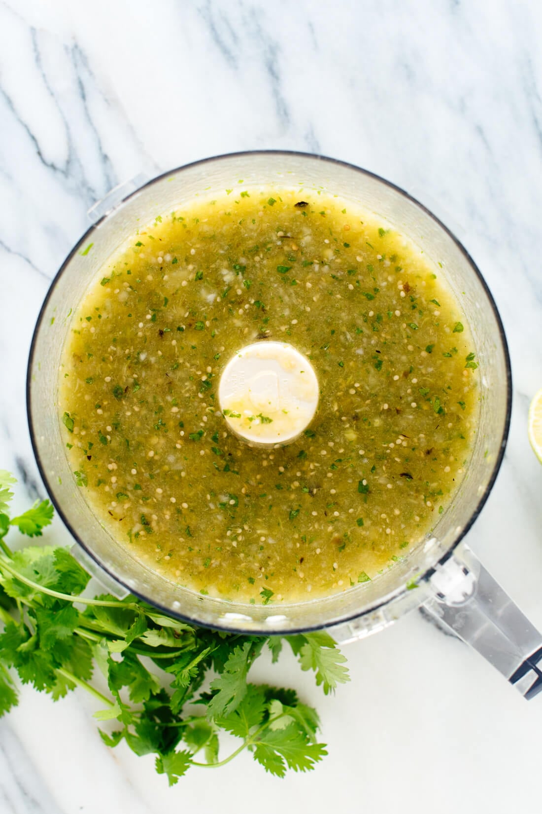 salsa verde made in food processor