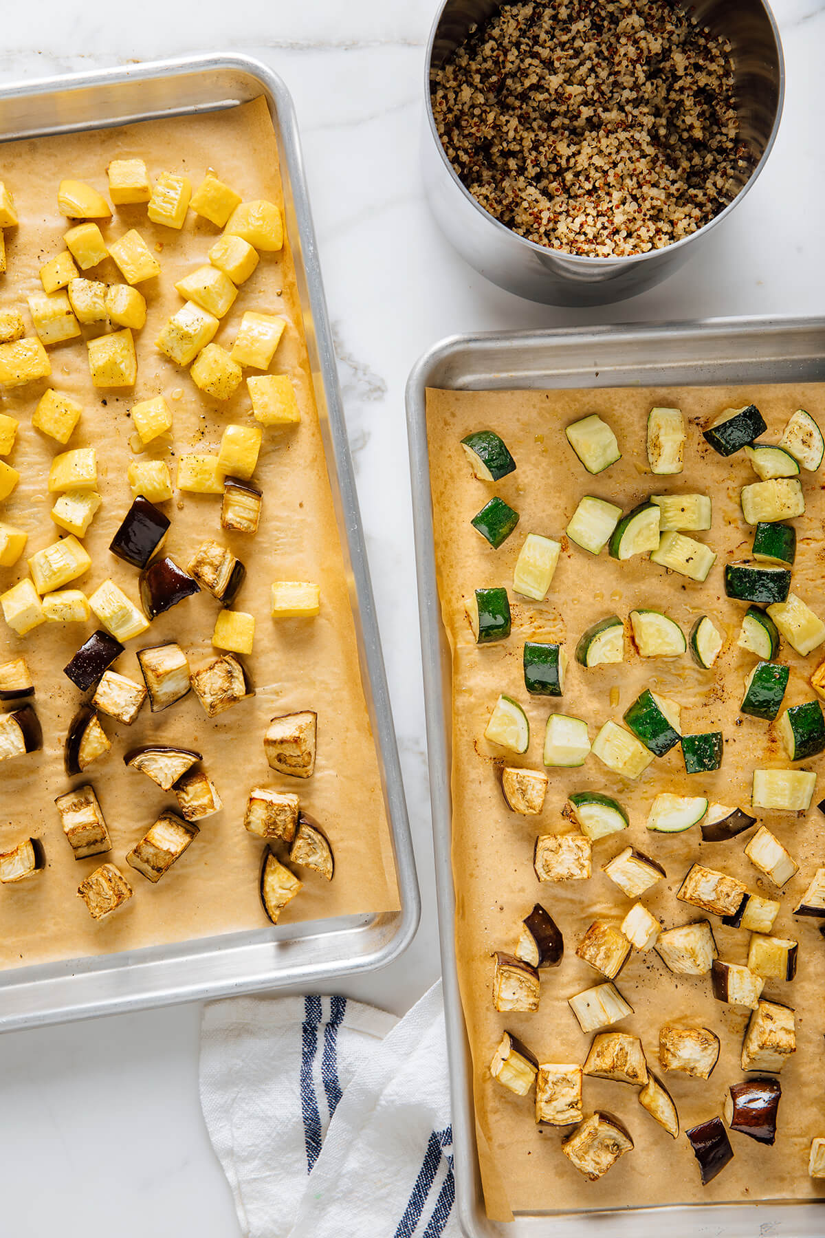 roasted vegetables and cooked quinoa