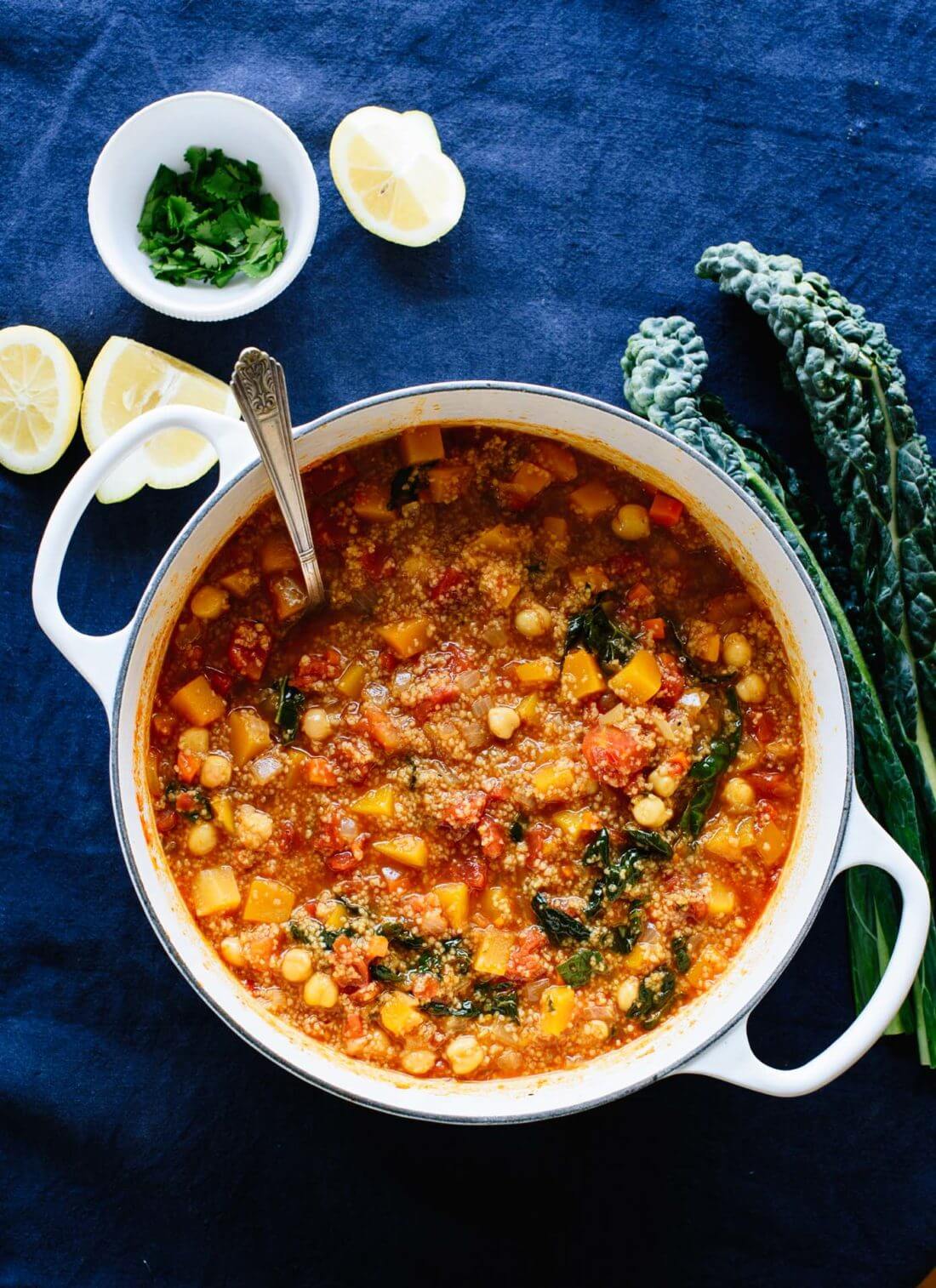 Soup in Le Creuset 5.5 quart white French oven