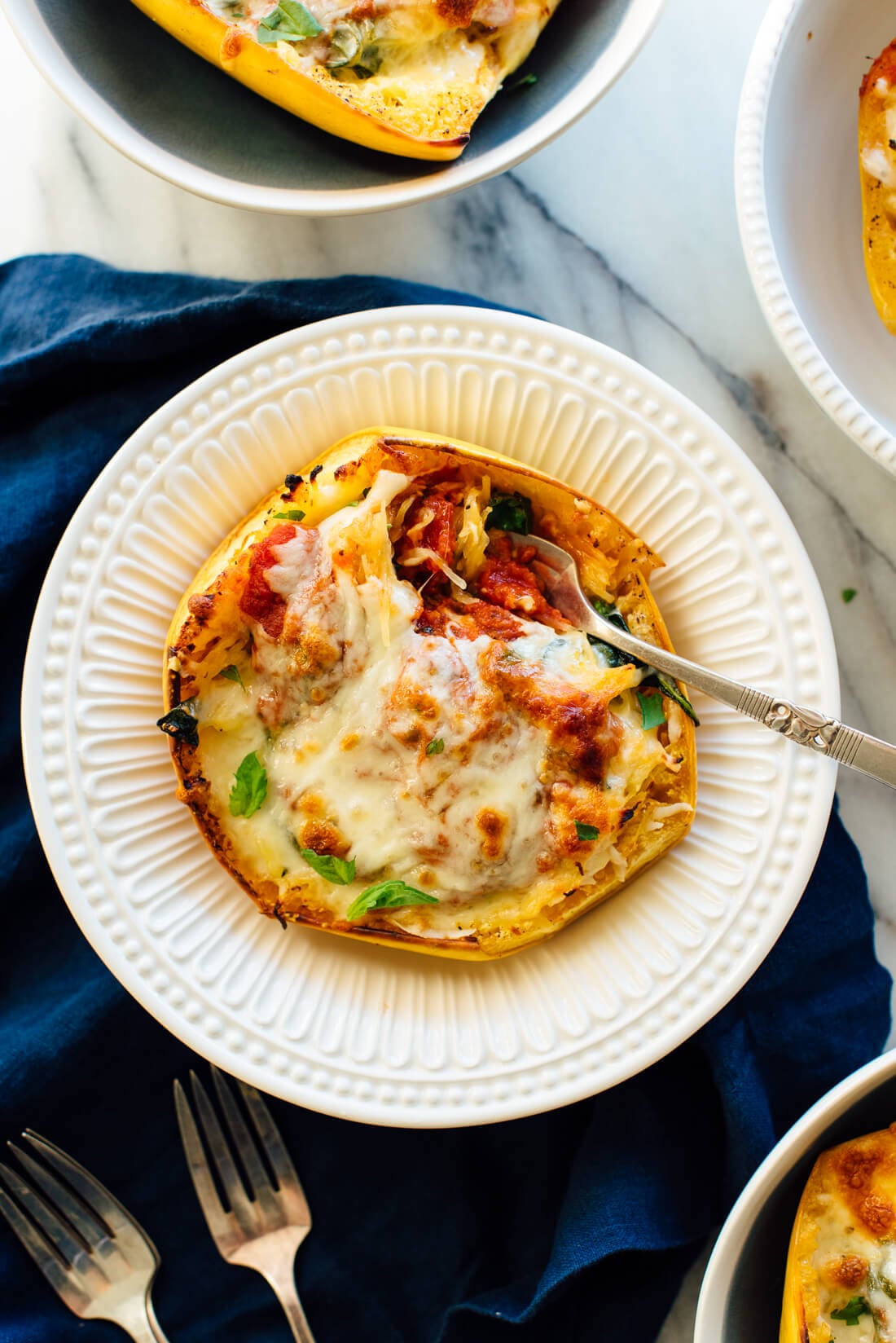 pizza spaghetti squash close-up
