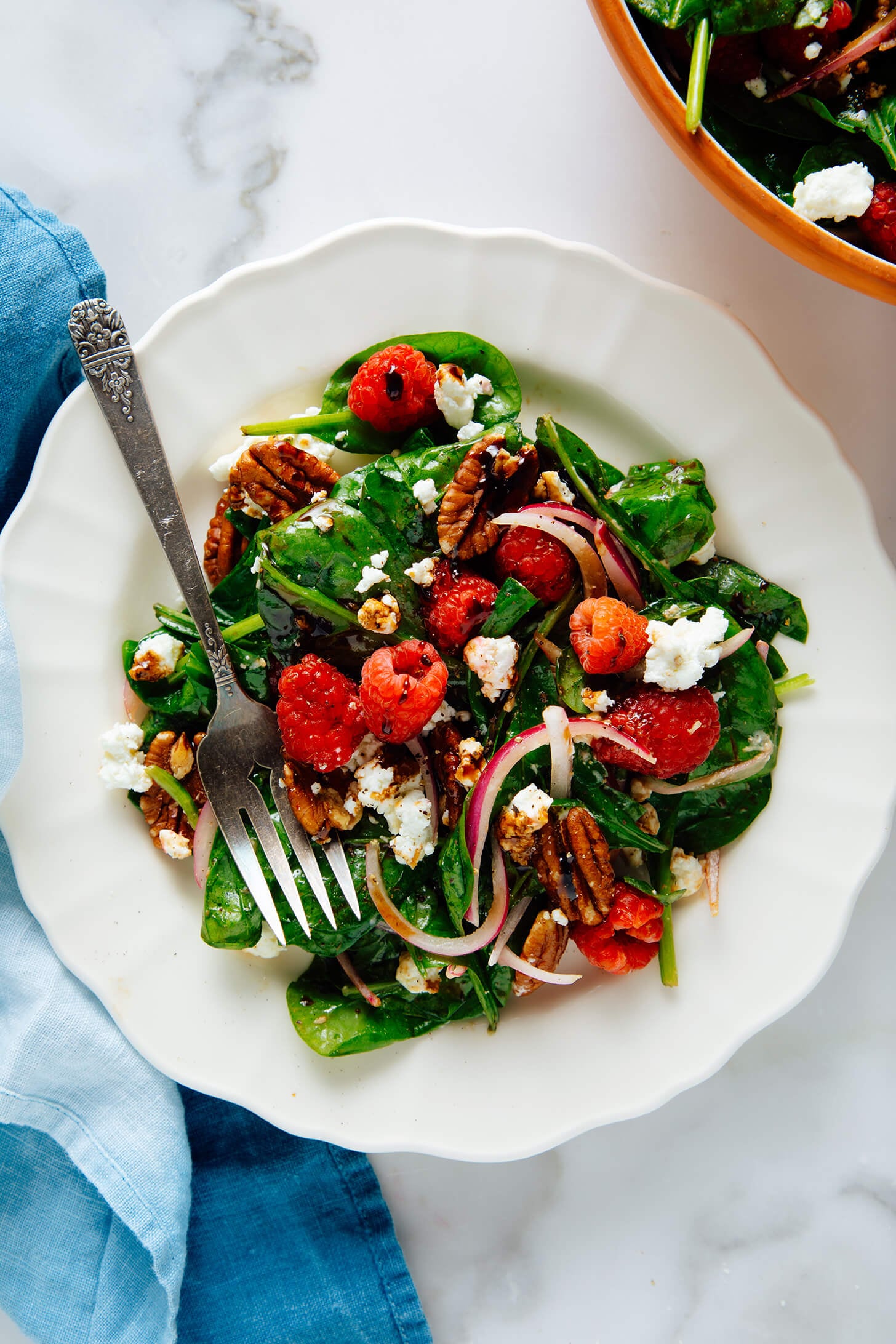 spinach salad on plate