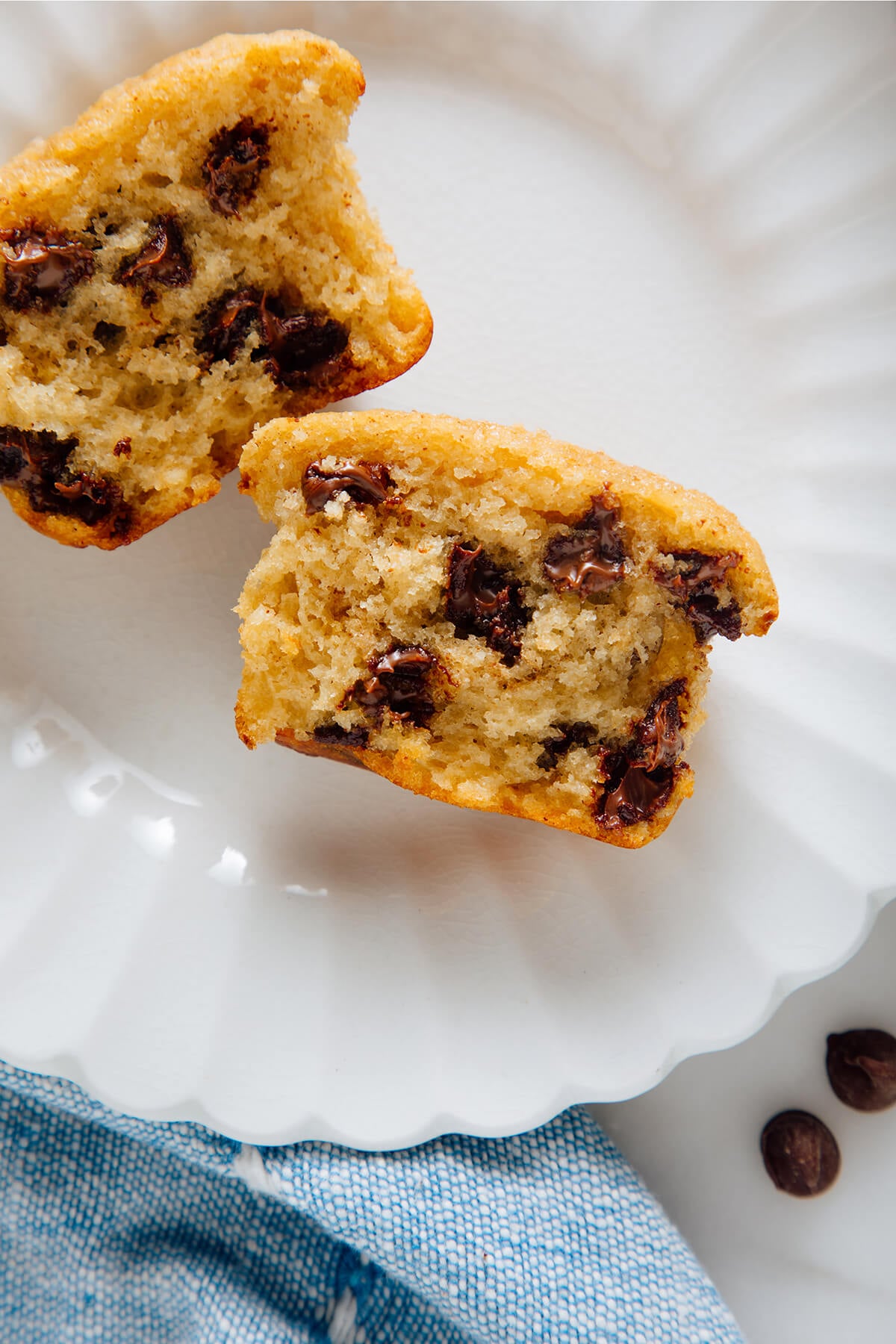 chocolate chip muffins close-up