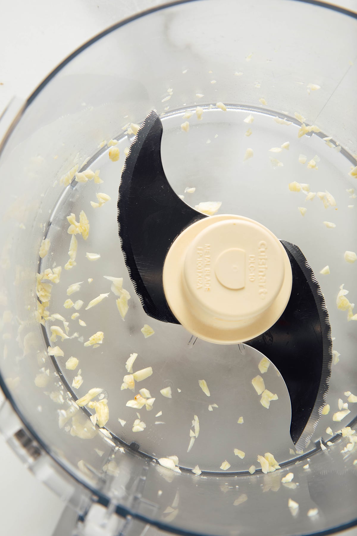 chopped garlic in food processor