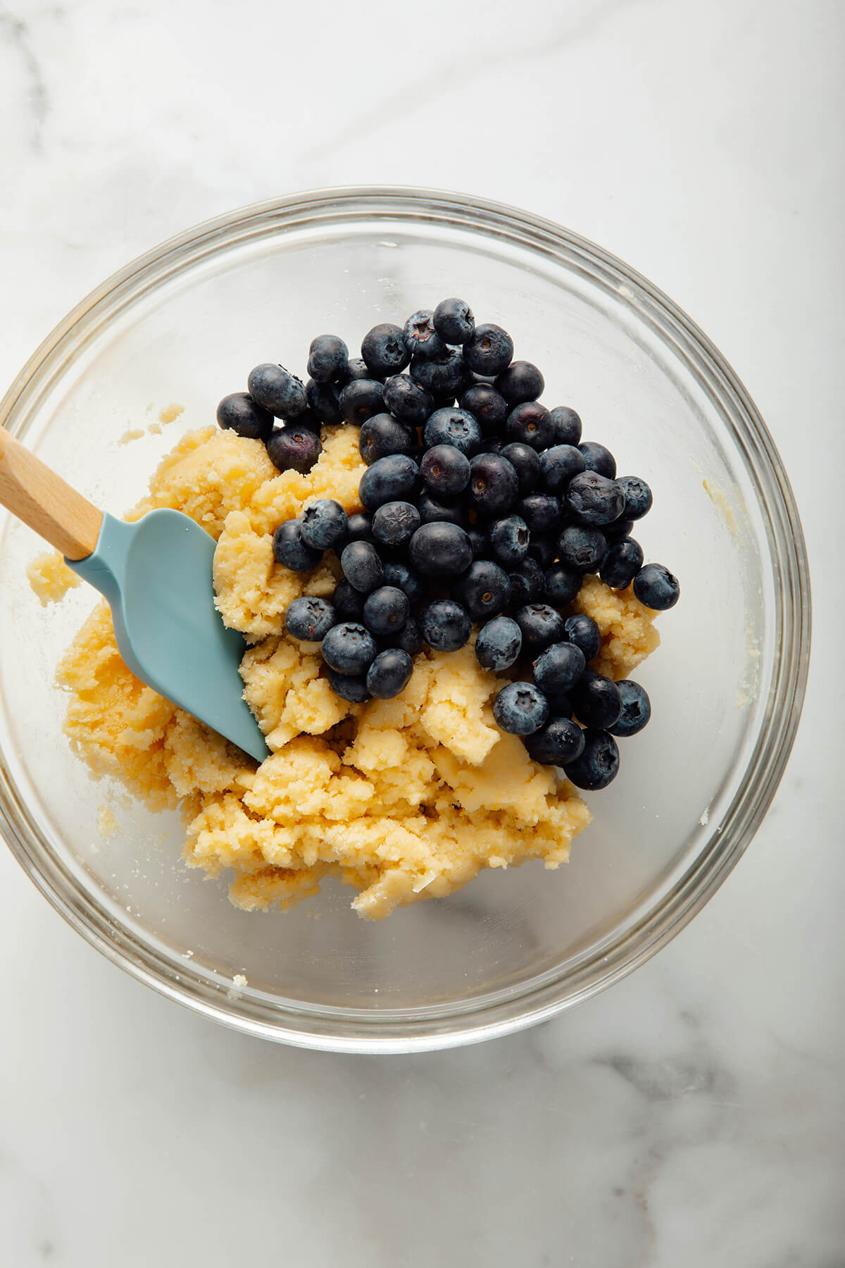 dough with blueberries