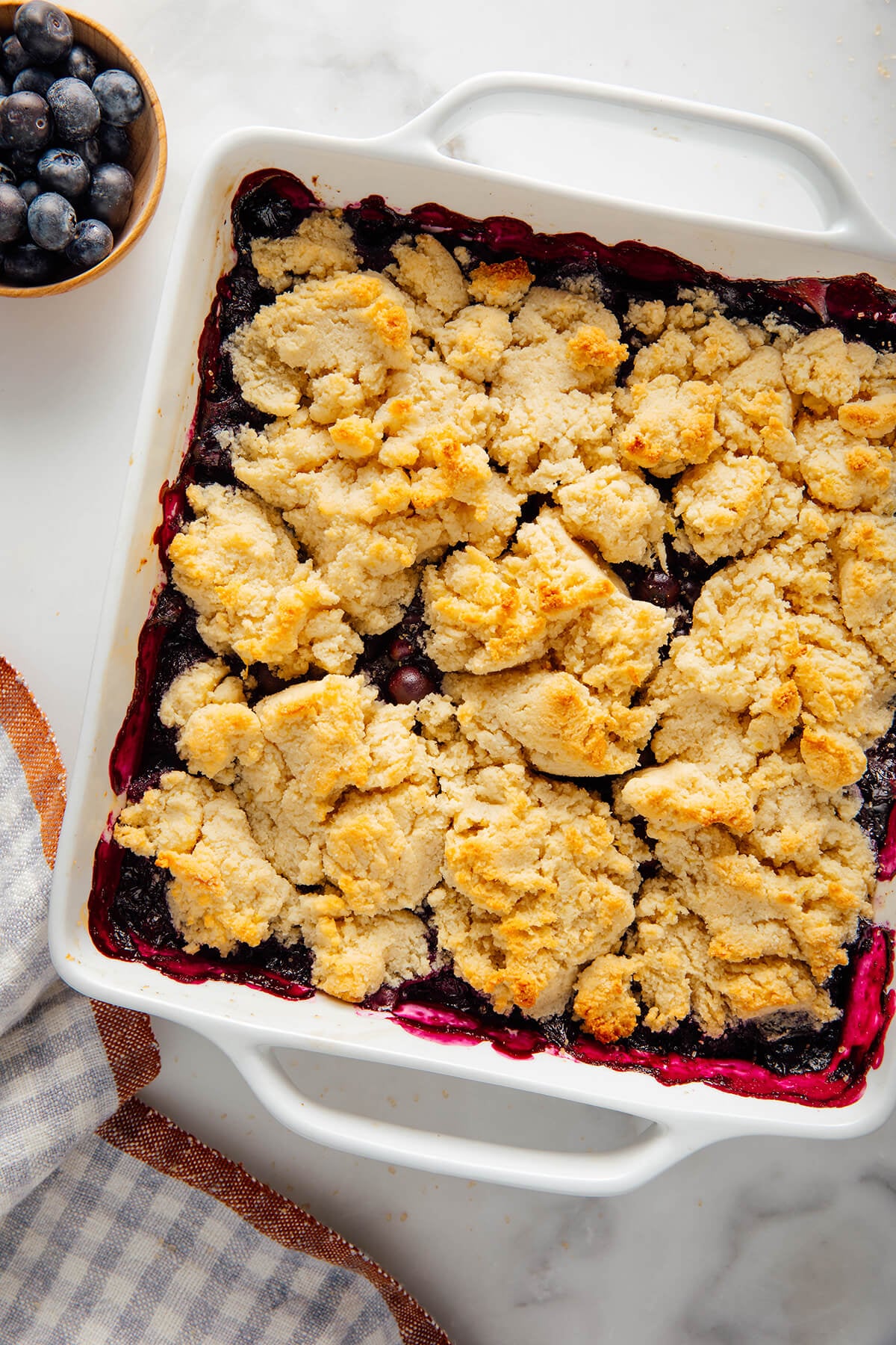 blueberry cobbler after baking