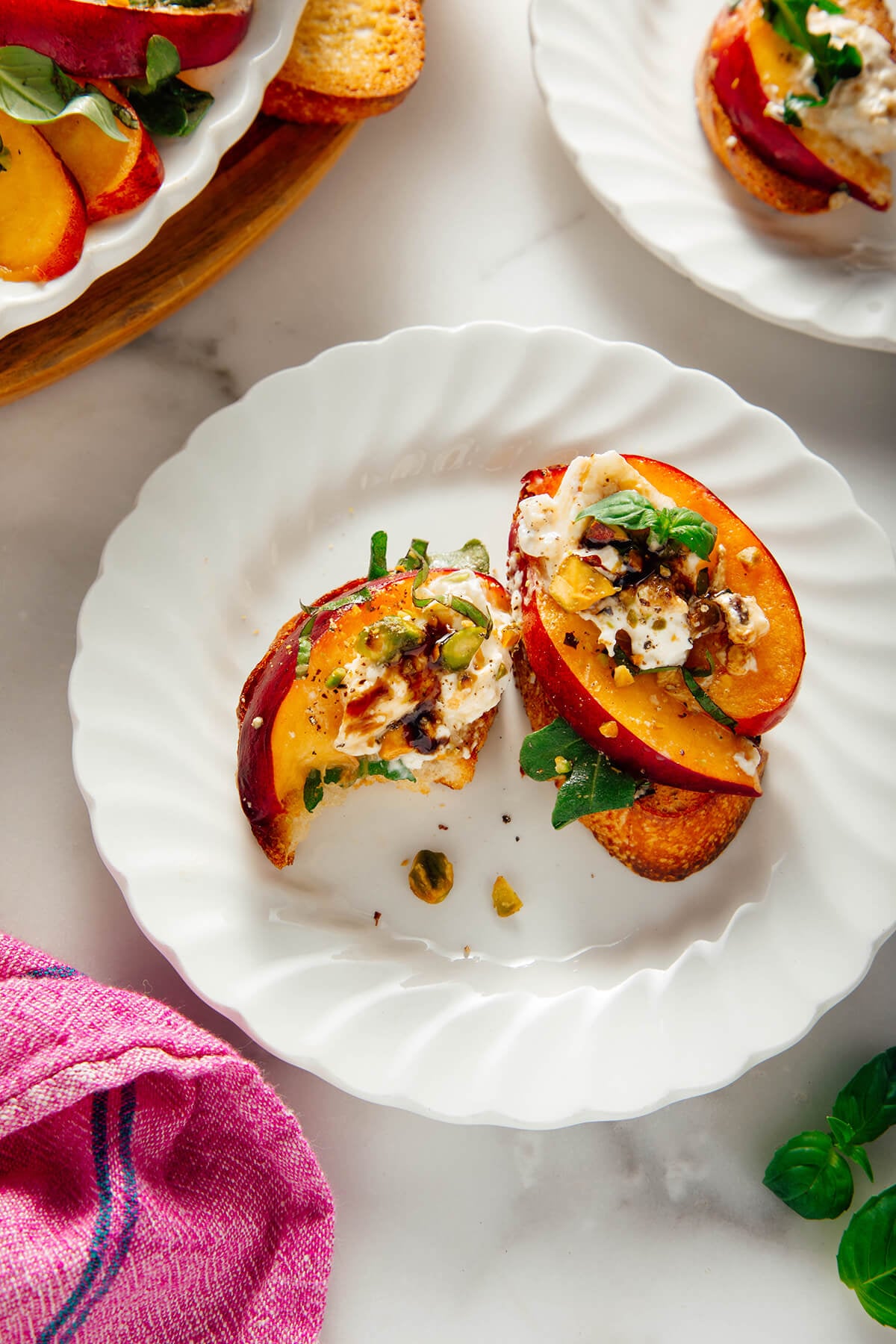 serving of peach burrata salad