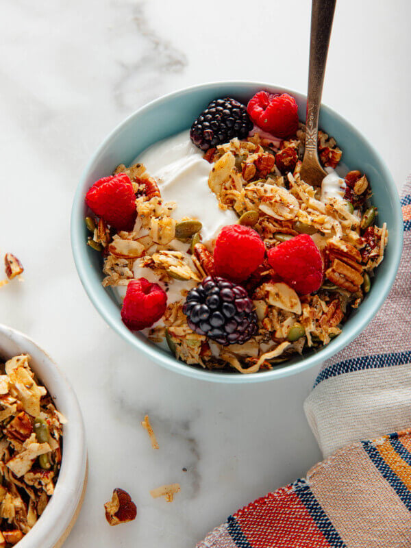 grain-free granola on yogurt