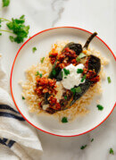 stuffed poblano peppers on plate